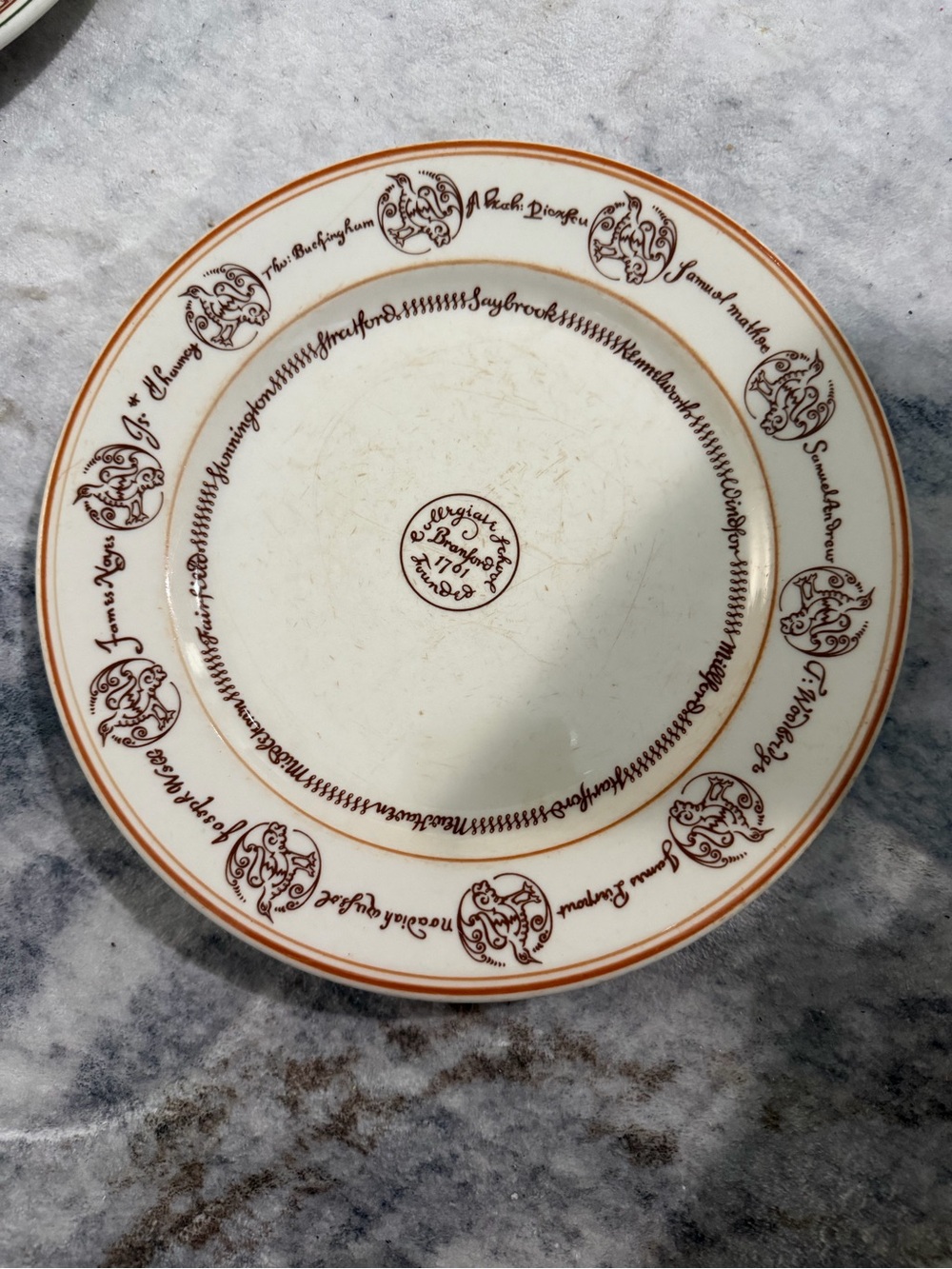 Syracuse China (26-A)Vintage Decorative Dinner Plate - Brown Script Pattern